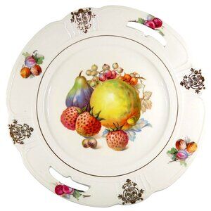 Schwarzenhammer Bavaria Gold-Trim Fruits Dessert Plate Antique Tableware